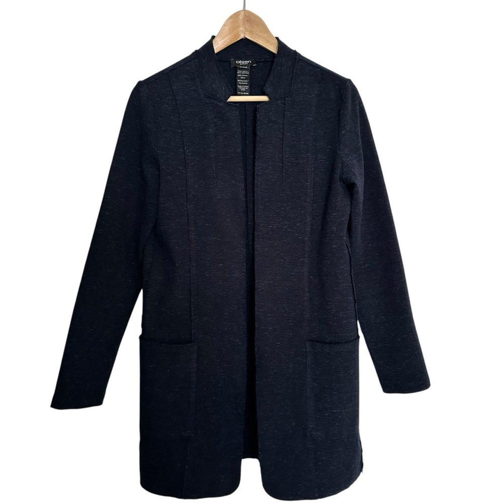 Olsen Cotton Open Navy Blue Long Blazer size 8